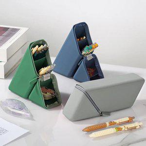 트라이업 삼각필통 스탠드형 실리콘 펜슬케이스 파우치 컬러3종