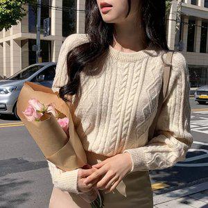 엘리빈 레글런 꽈배기 긴팔 니트 nt4219