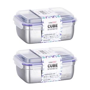 [스텐락] 본사 국내제조 큐브 밀폐용기 8-1호(3,100ml) 2p세트