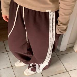 (컬러추가/핀터레스트감성) 포핀 하트 레이스 와이드핏 밴딩 트레이닝 트랙 팬츠 ps50