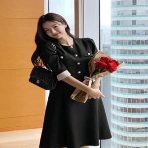 (MADE/플레어H라인) 루시 2라인 배색 소매 크롭탑 원피스 op15425