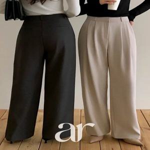 (다리길이3cm/하체군살싹커버/코디만능템) 노에든 하이웨스트 와이드 핀턱 슬랙스 ps5