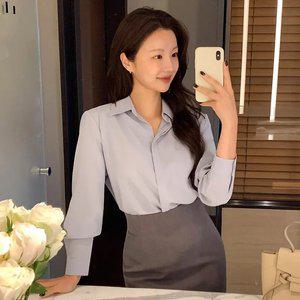 (MADE/링클프리/올데이) 베니 브이 카라 블라우스 bs6750