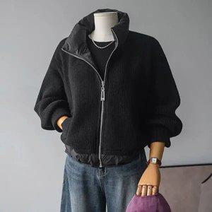 (안나앤모드) high 니트 배색 패딩점퍼 [패딩DZL67]