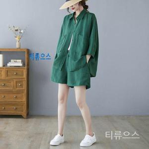 여성 삼베옷 여자 모시옷 셋트 개량 린넨 정장 마 세트 티류으스