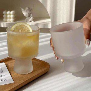 1+1 매트 유리 고블렛잔 글라스 아이스 무광 커피잔 230ml