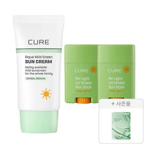김정문알로에 에어라이트 UV쉴드 선스틱 20g, 2개+아쿠아 마일드 선크림 40ml, 1개+증