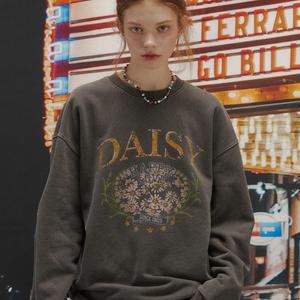 데이지 피그먼트 스웨트셔츠 스모크블랙