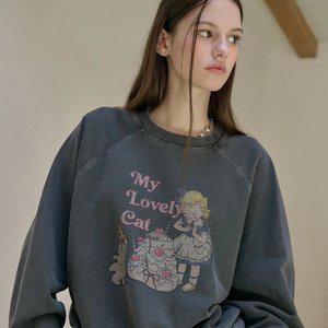 마이러브 레글런 피그먼트 맨투맨 스모크블랙