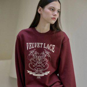 벨벳 레이스 스웨트셔츠 버건디