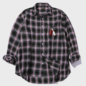 노마드 오버핏 체크 셔츠 핑크