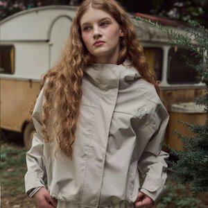 크롭 후드 윈드브레이커 크림