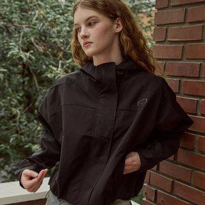 크롭 후드 윈드브레이커 블랙