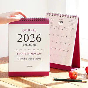 인디고 2026 오피셜 월요일부터 시작하는 탁상 달력 (데스크 캘린더)