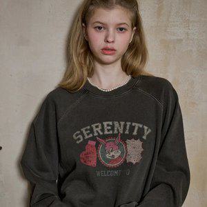 세레니티 레글런 피그먼트 맨투맨 스모크블랙