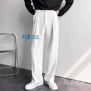 남성 패션 바지 팬츠 와이드 화이트 블랙 단정한 정장 통넓은 슬랙스 티류으스