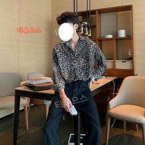 남성호피셔츠 오버핏 가을옷 실케면 긴팔남방 케쥬얼 티류으스