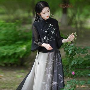 여성 한복 전통찻집 생활 절복 개량 철릭원피스 저고리 허리치마 티류으스