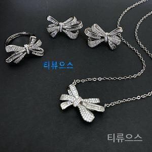 티류으스 웨딩귀걸이세트 목걸이 신부 에뮬레이션 쥬얼리 그라프 수트 여자 도금 보우