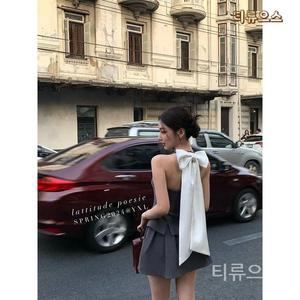 김아린 솔로지옥4 홀터넥 리본 원피스 세트 티류으스