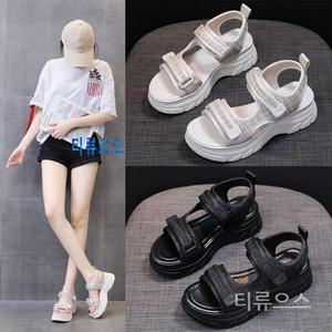 티류으스 스포츠 샌들 여 년 여름 신상 비치 캐주얼 슈즈 송편 통굽 폭신굽 소프트