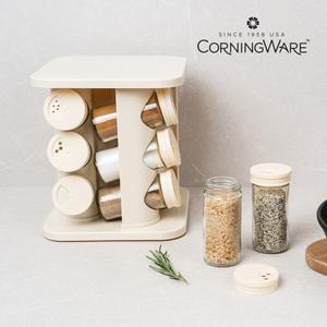 코닝웨어 밀키 회전 글라스 양념통 거치대 세트 13p
