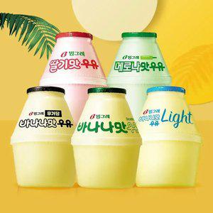 빙그레 단지우유 240ml 12개 혼합 ( 바나나맛 무가당 / 바나나맛 / 메로나맛 / 딸기맛