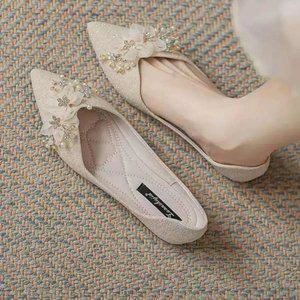 웨딩플랫슈즈 큐빅 보석 꽃장식 스틸레토플랫 파티 드레스 빅사이즈