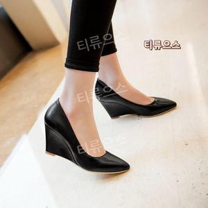 여성 발편한 웨지힐 구두 스틸레토 펌프스 워크화 토 티류으스
