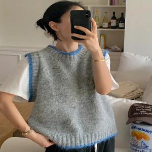 울 마리넬 배색 니트 조끼 (2color)