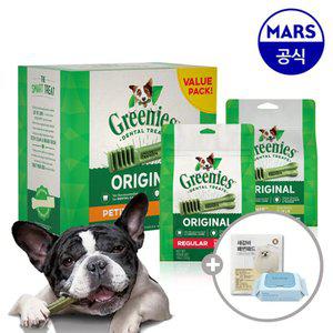 그리니즈 덴탈스틱 765g/1.02kg 골라담기+배변패드+베베숲물티슈1팩