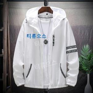 남성용 초경량 자외선 차단 스킨 코트 빅 사이즈 후드 바람막이 재킷 줄무늬 캐주얼 외