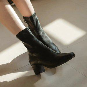 SOVO 리프넬 기모안감 삭스 스판 통굽 앵클 여성부츠 5cm