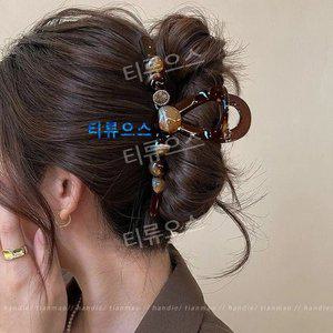 여성 헤어핀 고급 집게 올림머리 앞머리 페이즐리 반머리 머리핀 큐빅 머리삔 자개 프