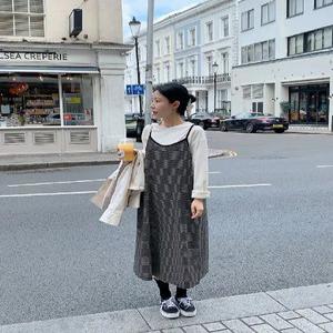 보들보들 스판 단가라 뷔스티에 롱 원피스 (2color)