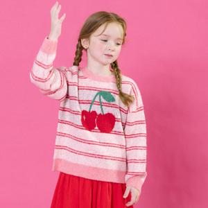 [아이러브제이] 반짝체리 스트라이프 니트 티 JWWTO56