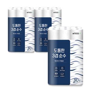 잘풀리는집 도톰한3겹 순수, 27m, 30롤, 3개