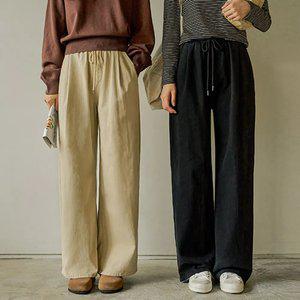 리치 뒷절개 와이드 밴딩팬츠(숏/기본/롱)