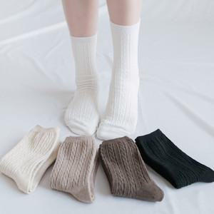 [프롬산타] 자체제작 10켤레 여성용 장목양말 밀크꽈배기 도톰한/흰/검정/무지/기본/베