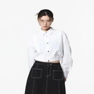 여성 사이드 스트링 긴팔 셔츠 (화이트)_5LB1511