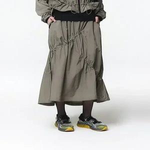 여성 후디 점퍼 셋업 스커트 (화이트 그레이)_5LB1811