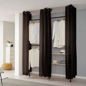 [오늘출발] 5단 선반 커튼 행거 EFB-S315M 드레스룸 시스템 원목 선반 행거