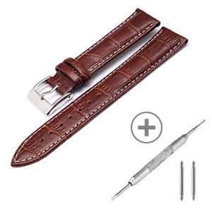 [타임뷰] 스퀘어버클 가죽시계밴드 시계줄 브라운앤라인 12mm 14mm 16mm 18mm 20mm 22