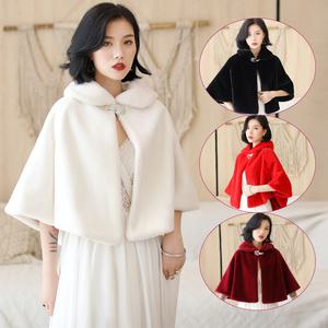 티류으스 신부망토 웨딩퍼케이프 셀프웨딩 털망토 볼레로