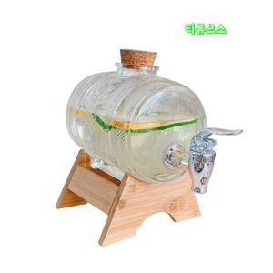 가정용 음료 디스펜서 1L 물 워터 쥬스 유리 물병 티류으스