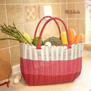 최화정 빨대가방 피크닉 라탄백 컬러 왕골 목욕 바구니 가방 티류으스