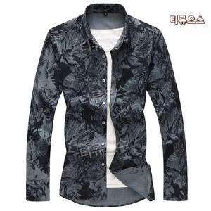 가을 고퀄리티 남성 남방 디지털 프린팅 스판 슬림 긴팔 플라워 셔츠 티류으스