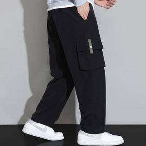 남성 링클프리 우븐 기모 와이드 카고 팬츠 따뜻한 남자 통바지 스트리트 벌룬 팬츠
