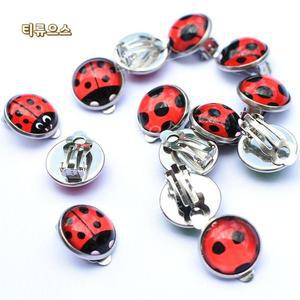 패션 레이디버그 곤충 만화 글라스 클립 귀걸이 귀여운 들을 위한 티류으스