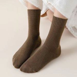 여성 겨울 방한 고탄력 밴딩 기모양말 한파 보온 데일리 중목 양말 (10컬러x1세트)